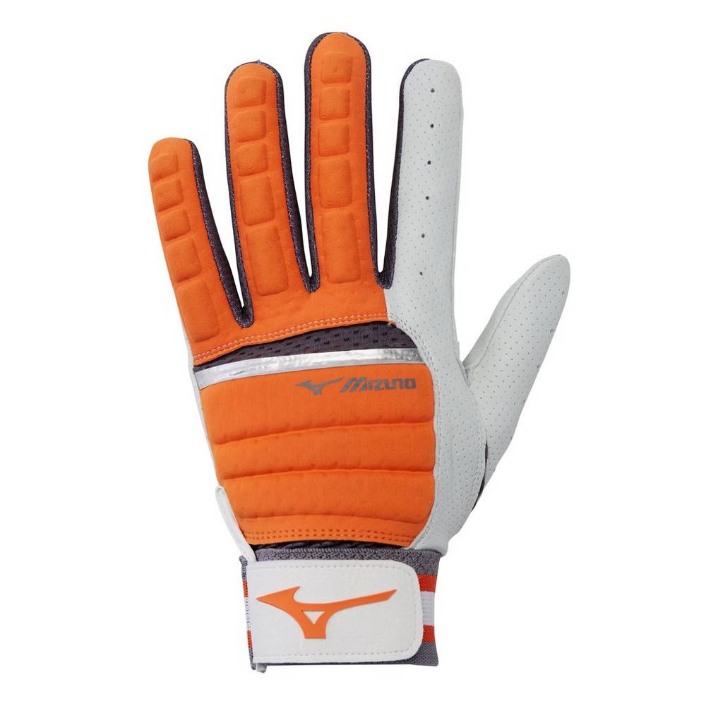 Mizuno Men's B-130 Adult Baseball Batting Gloves Orange/Grey (330395-VJL)